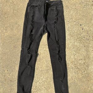 Fashion Nova Black Ripped Skinny Jeans
